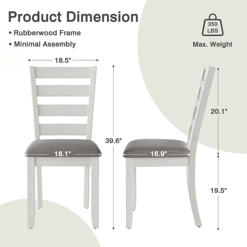 VECELO Dining Table Set with Bench, Solid Wood Rectangular Extendable Dining Table and Chairs Set for 6-8