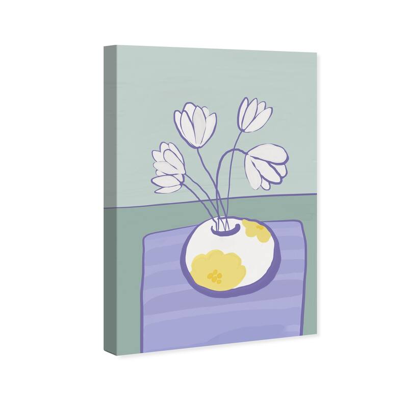 Wynwood Studio Canvas Floral and Botanical On my Table Purple and Modern & Contemporary Wall Art Canvas Print