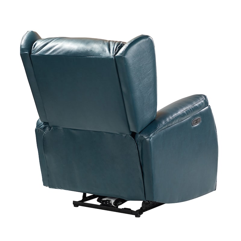 Eliseo Genuine Leather Power Recliner with USB Port and Wingback Design