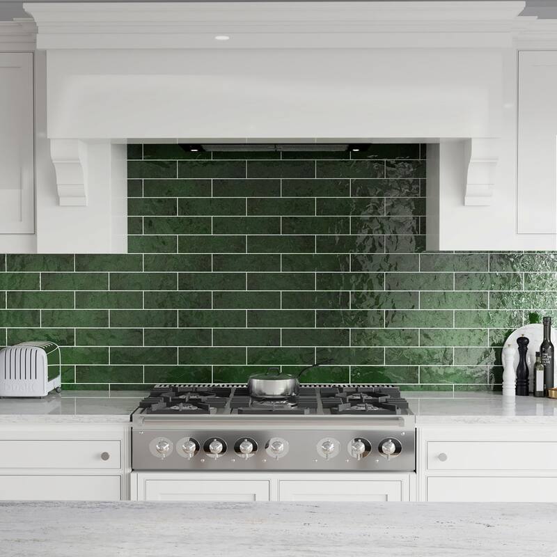 Merola Tile Viva Antic Verde 3" x 12" Ceramic Wall Tile - Case (16 Tiles)