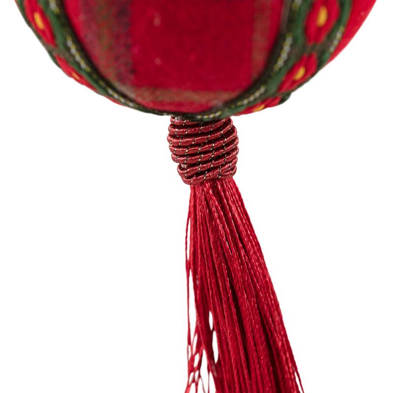 Jingle Bell Plaid Christmas Ball Ornaments - 2.75" - Set of 4 - Red and Green