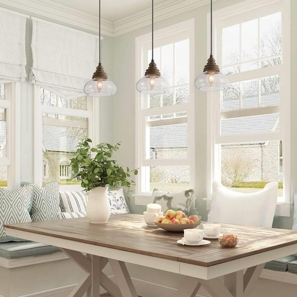 Modern Farmhouse 1-Light Bowl Glass Kitchen Island Pendant Lights for Dining Room - 7.5Dx7.5H