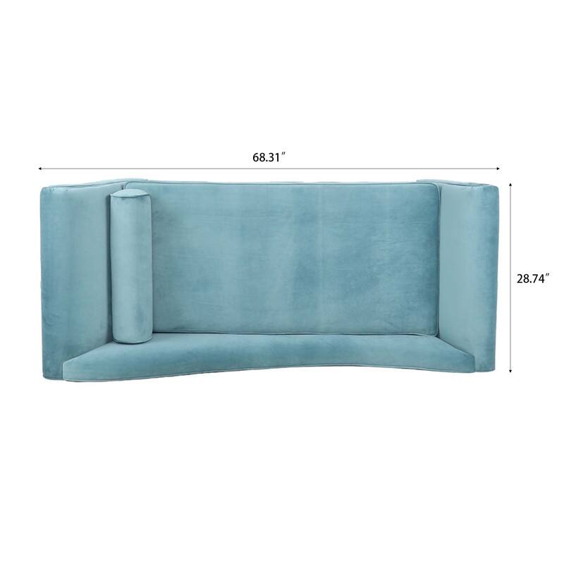 68'' Chaise Lounge Indoor, Chaise Lounge Chair with Scroll Arms and Toss Pillow