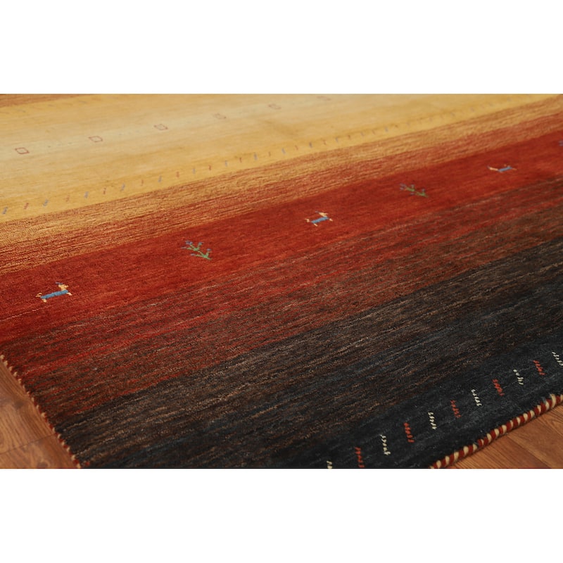 Striped Gabbeh Indian Rug Handmade Multi-Color Wool Carpet - 5'4" x 7'6" - 5'4" x 7'6" - Multi-Color