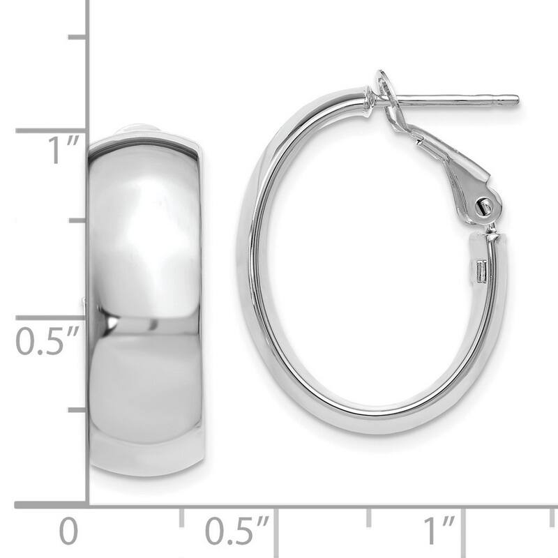 Curata 14k White Gold Wide Polished Omega-back Hoop Earrings 24.5x8mm