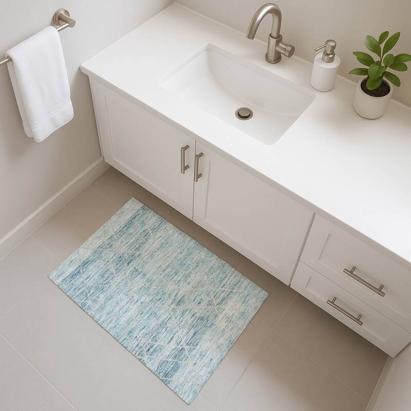 Premium Washable Super Soft Modern Global Mayfield Rug - Teal - 1'8" x 2'6"