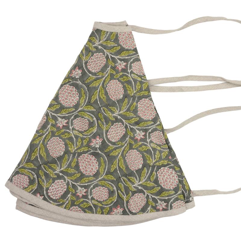 Fabdivine Hand Block Floral Soft Pure Linen Fabric Home Décor Christmas Tree Skrit