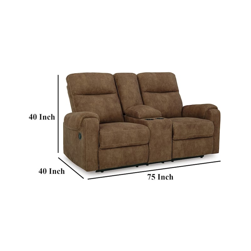 Woli Manual Recliner Loveseat, 75 Inch, Classic Brown Faux Leather