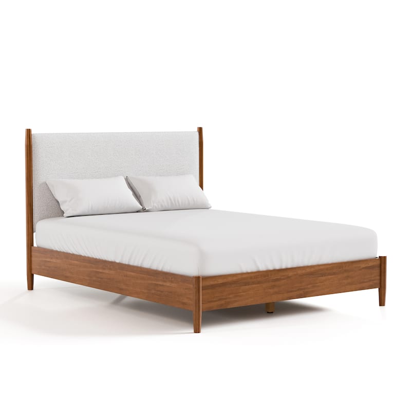Furniture of America Beau Midcentury Walnut Wood Platform Bed