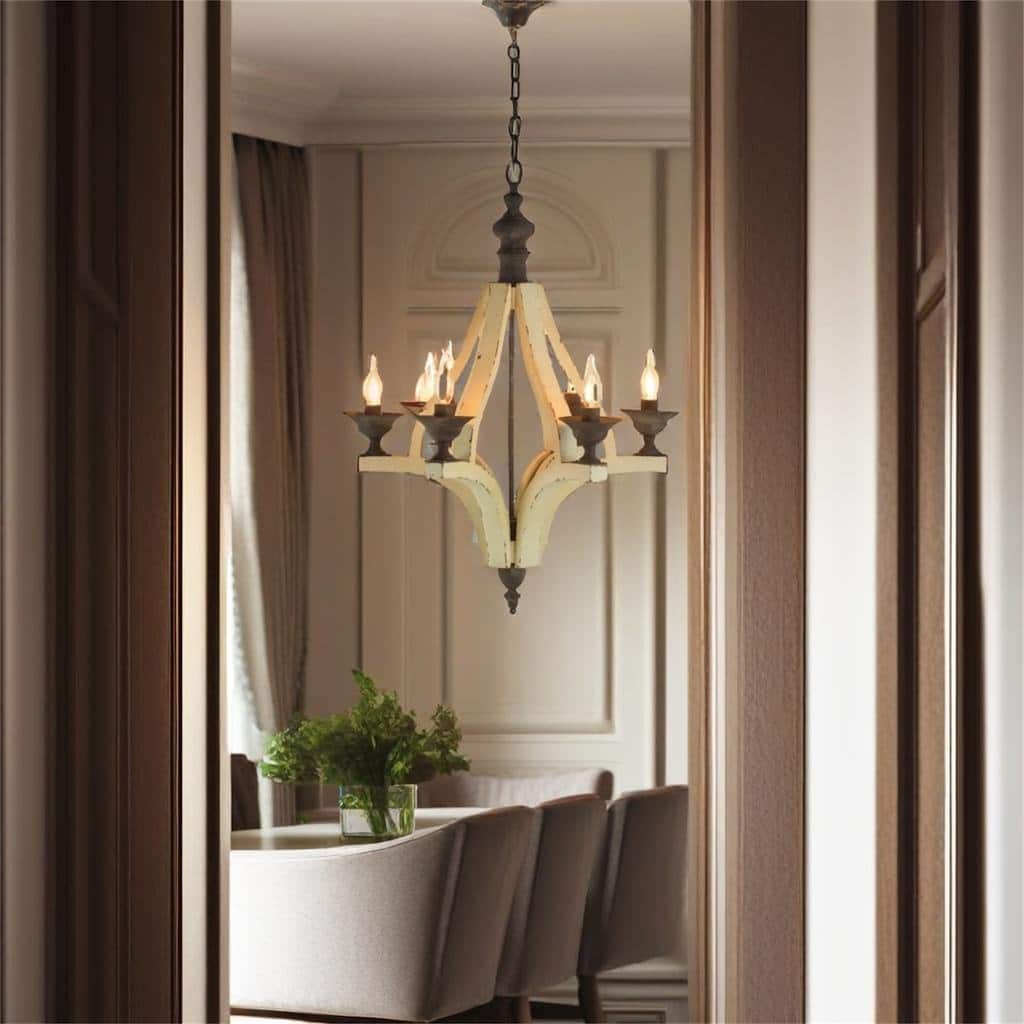6 - Light Wood Chandelier