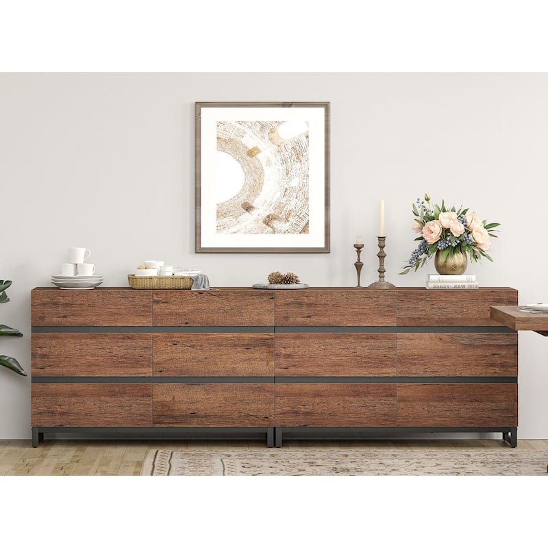 WAMPAT Modern Buffet Sideboards, Sideboard Buffet Cabinet with 6 Drawers , Coffee Bar Storage Cabinet for Kitchen