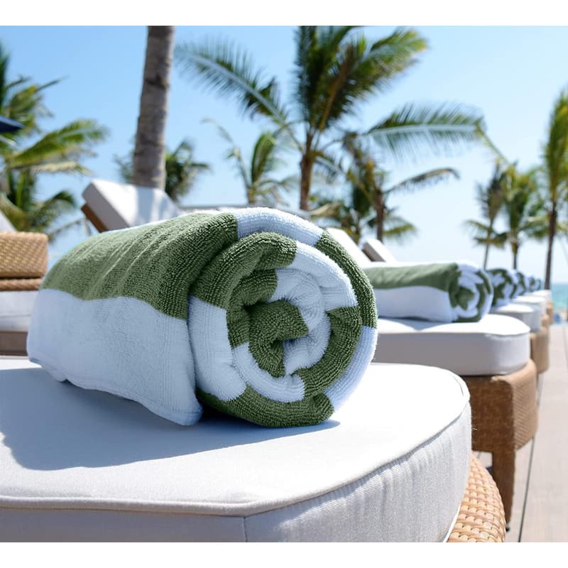 White Classic Luxury Cabana Striped Oversized Beach Towel 35x70" | Set of 2