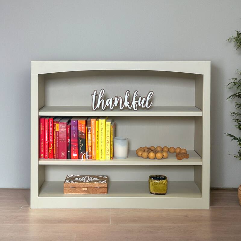 Arch+Haven Solid Wood Bookcase 36 x 30 - Sand Dollar