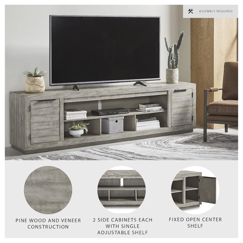 Signature Design by Ashley Naydell Gray Extra Large TV Stand with Fireplace Option - 92 inches in width