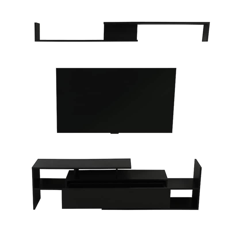 Surrey 60.2'' 2 Pc 1-Drawer Floating TV Stand Media Console with Open Shelves