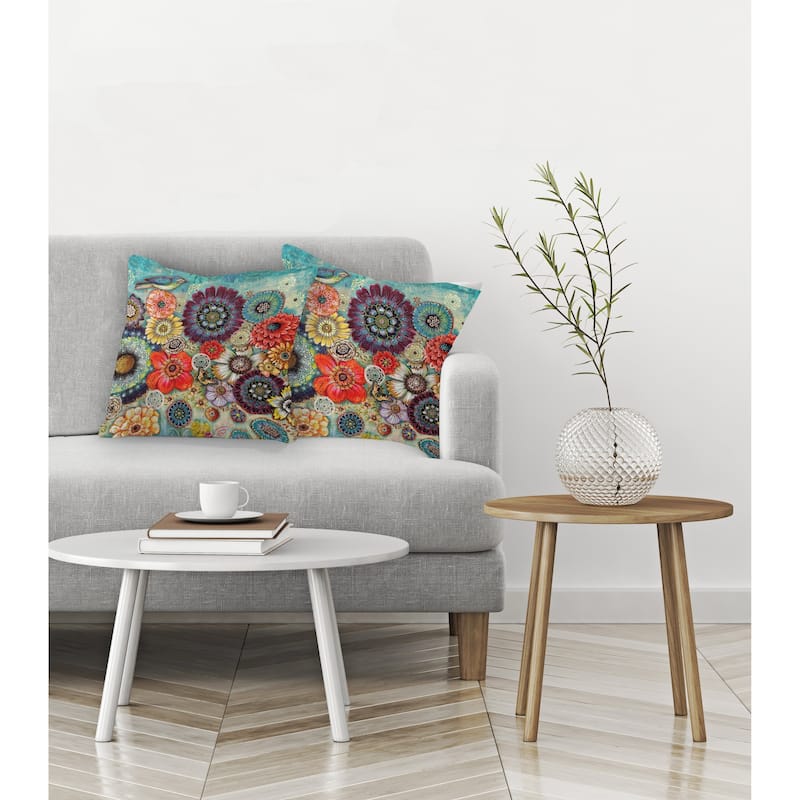 Laural Home Blue Bird Boho Indoor Decorative Pillow
