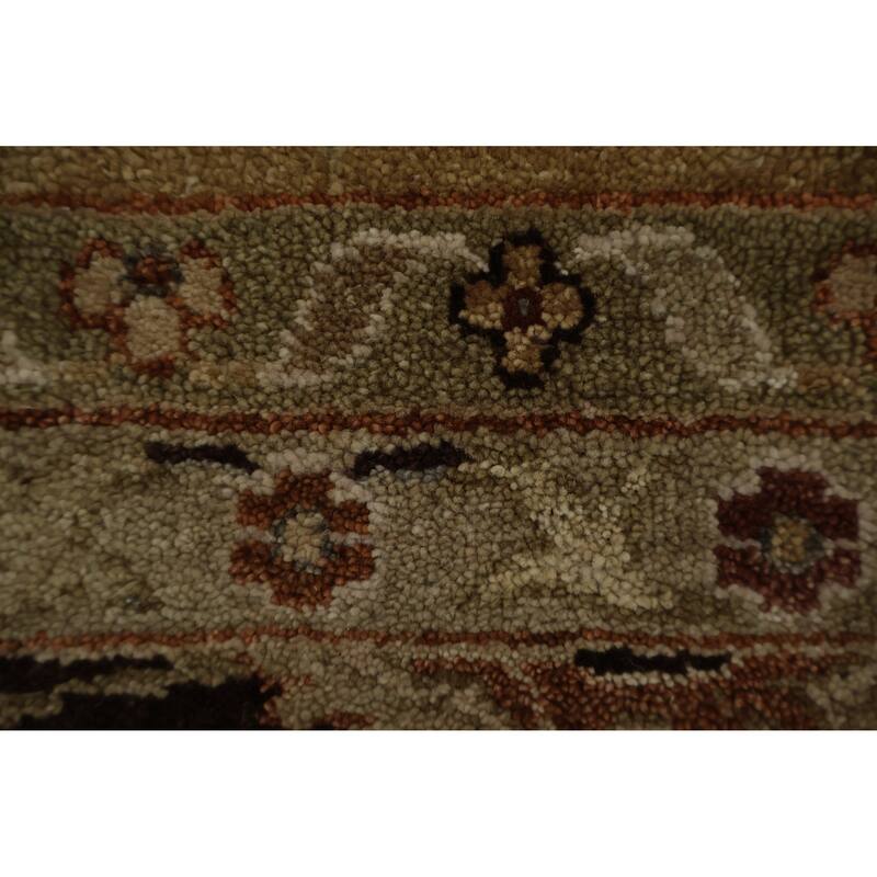 Hand Knotted Oriental 100% Wool Carpet Traditional Floral Brown Agra Area Rug - 12' 3'' X 9' 2''