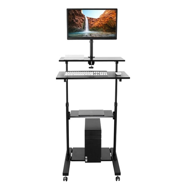 Mount It Mi 7942 Mobile Stand Up Desk Height Adjustable Computer