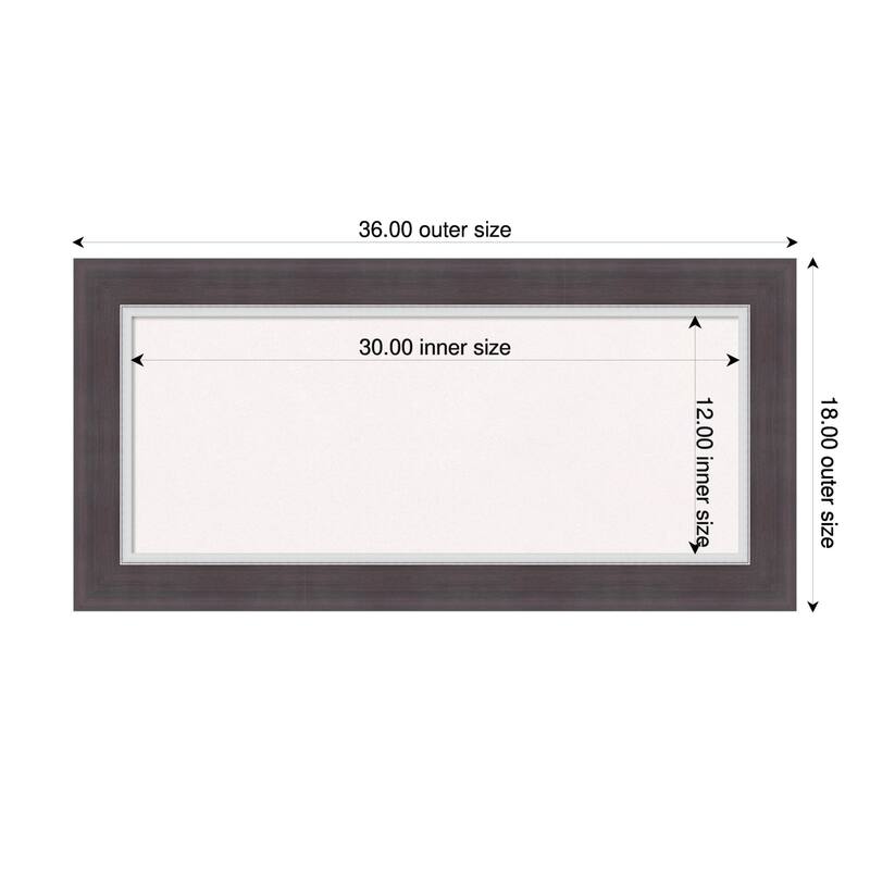 Ellie Brown Silver Framed Cork Board - Bulletin Board, Organization Board, Pin Board - White - 36 x 18 in