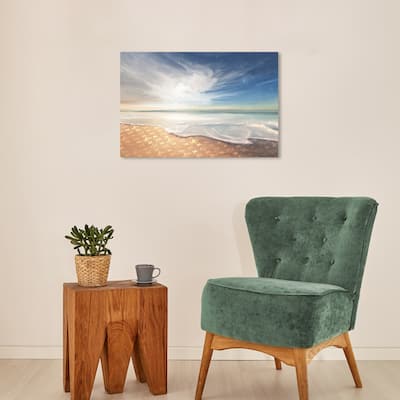 Wynwood Studio Canvas Nautical and Coastal Luxurious Beach Blue and Metallic Gold Nautical & Coastal Wall Art Canvas Print