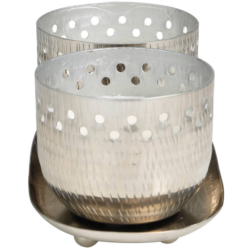Gold or Copper or Silver Metal Scented Cutout Spotted 7 oz 1 Wick Candle with White Wax (Set of 2)