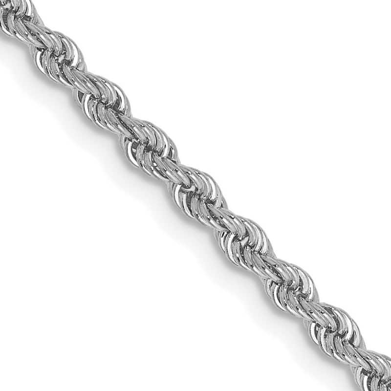 Curata 14k White Gold Solid 2.5mm Handmade Regular Rope Bracelet Lobster Claw