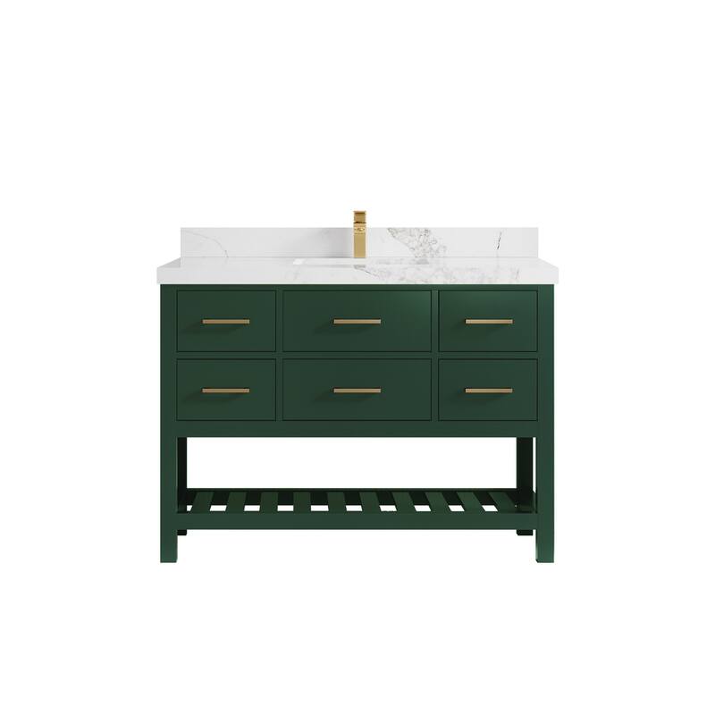Willow Collections 48 in. W x 22 in. D Parker Single Sink Bathroom Vanity with Countertop - 2" Calacatta Nuvo - Lafayette Green