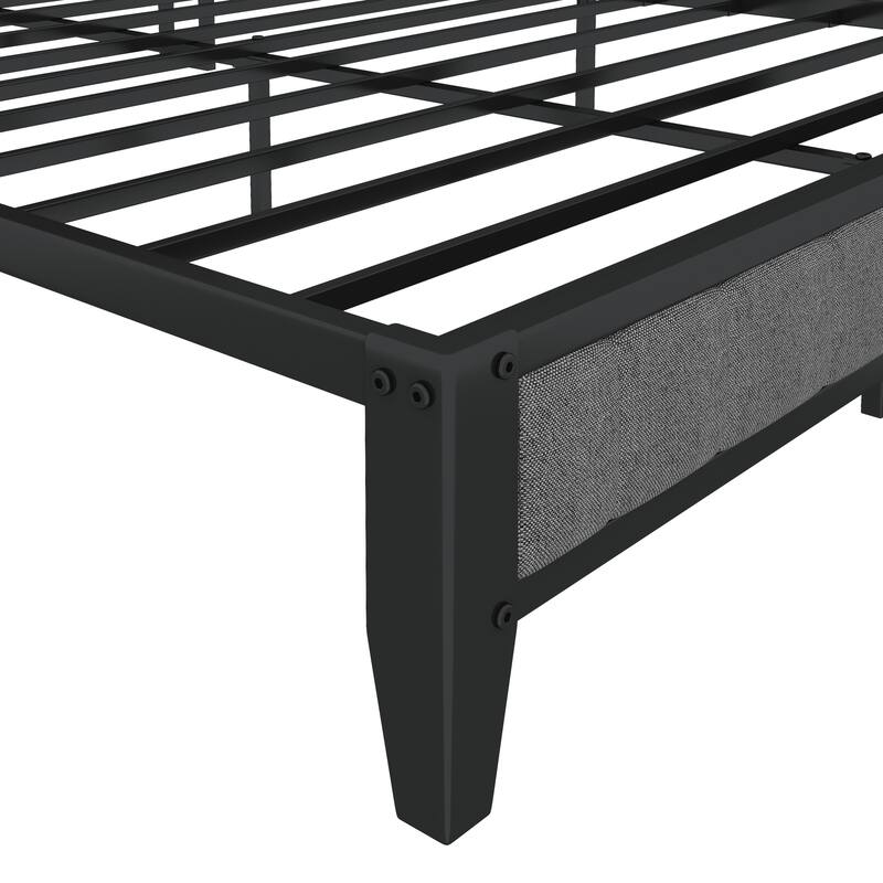 Dark Gray Full Size American Metal Platform Bed with Charger