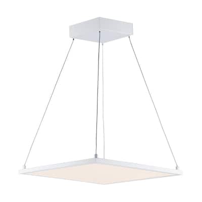 Wafer SQ 15"W 1-Light LED Pendant Light Fixture White Finish by Maxim