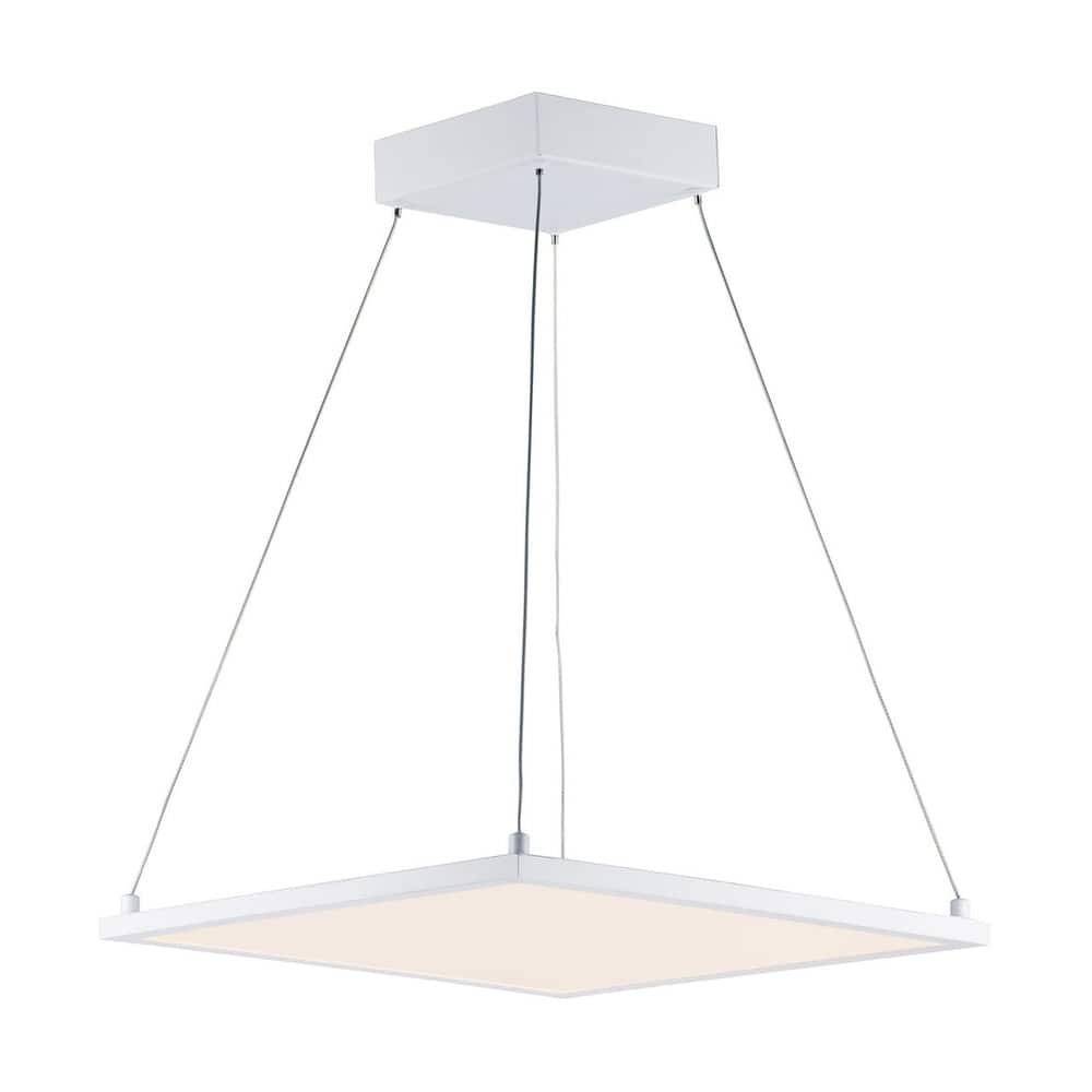 Wafer SQ 15"W 1-Light LED Pendant Light Fixture White Finish by Maxim