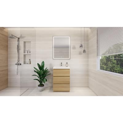 Angeles 24" freestanding bath vanity with single basin reinforced acrylic top