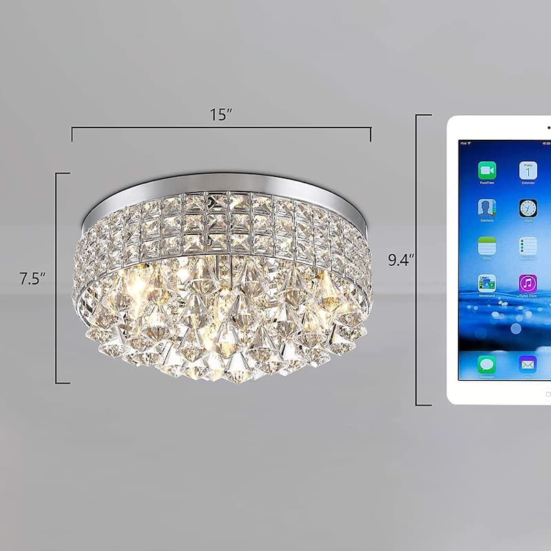 Maxax 4 - Light 15'' Crystal Metal Flush Mount - N/A