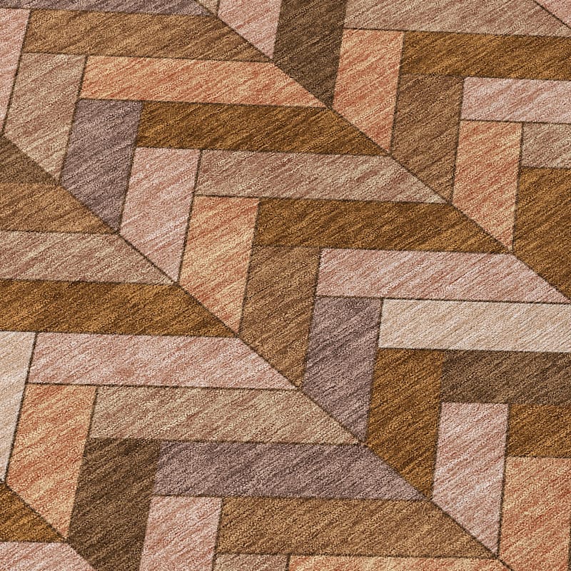 Machine Washable Indoor/ Outdoor Modern Chevron Chantille Rug