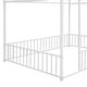 preview thumbnail 5 of 22, Metal Full Size Floor Bed with Fence and Semi-enclosed House Roof