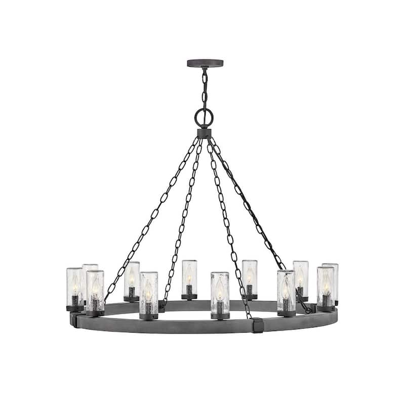 Hinkley Lighting Sawyer 12 Light 38" Wide Open Air Outdoor Chandelier - Aged Zinc