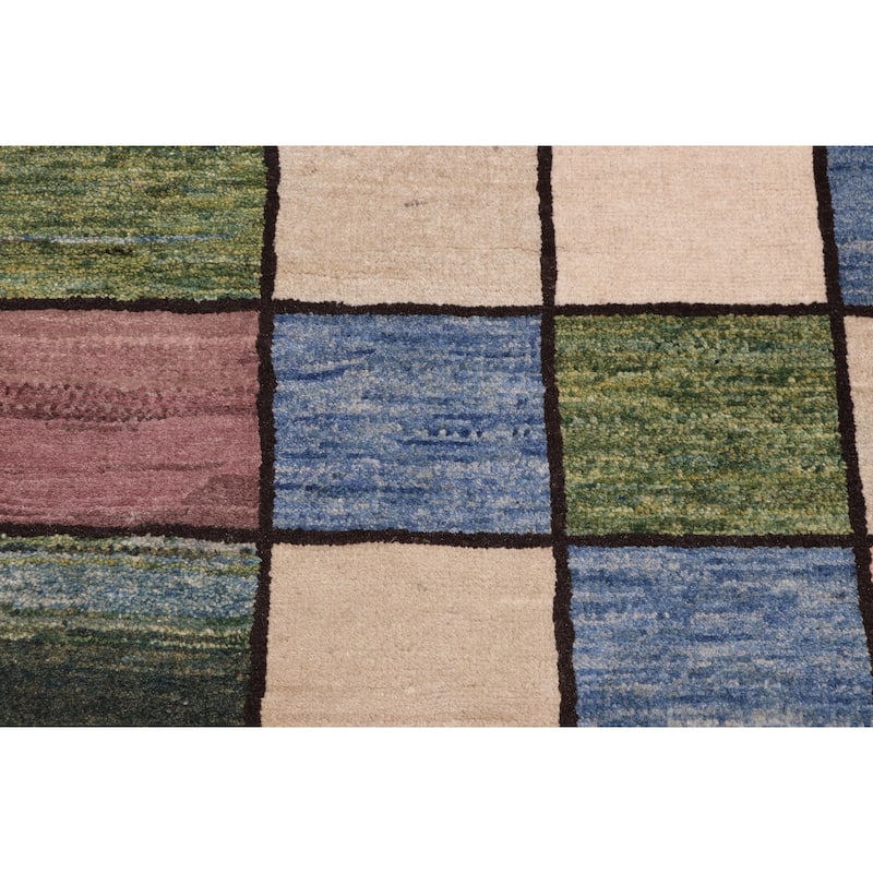 Chromatic Mosaic Gabbeh Hand Knotted Wool Rug