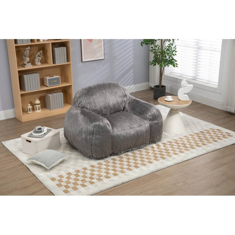 Fluffy Bean Bag Chair, Modern Large Comfy Lazy Sofa with Memory Sponge