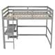 preview thumbnail 36 of 86, Elegant Loft Wood Bed with built-in desk,Ladder