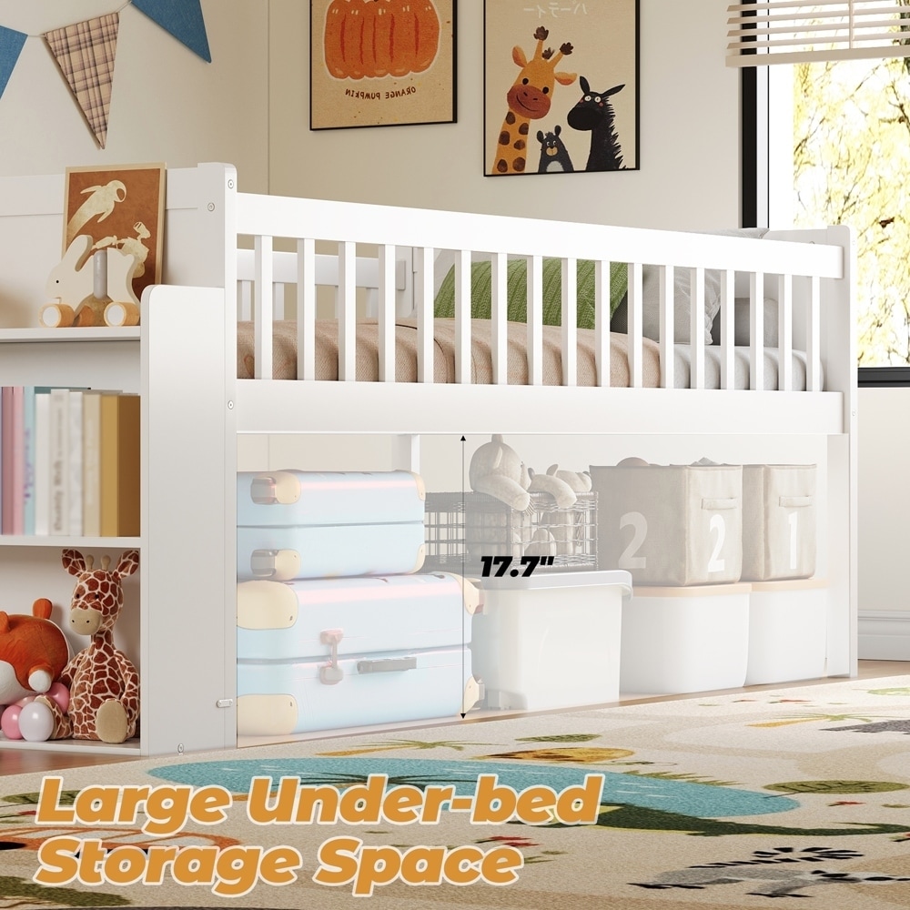 Wooden Bed Frame with Slide and Ladder