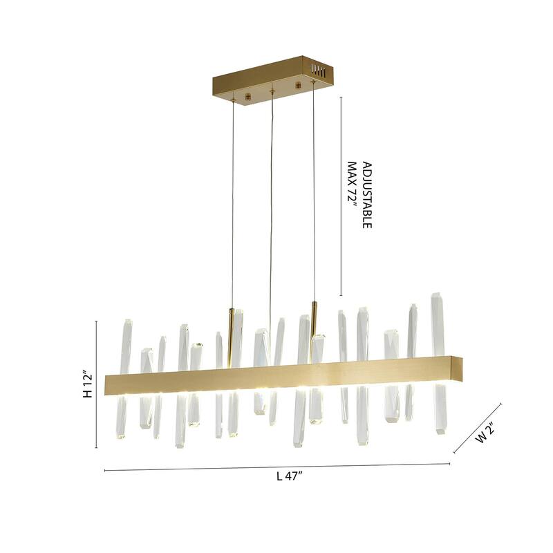 1-Light Gold Stainless Steel LED Chandelier With Clear Crystals