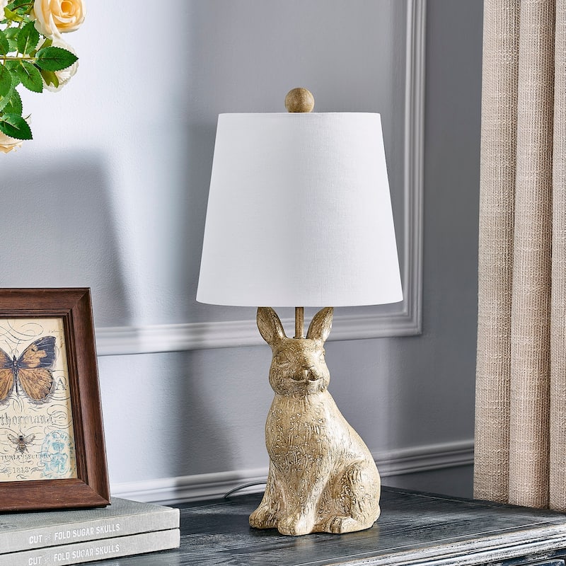 19"H Light Brown Resin Rabbit Table Lamp With Shade - 9" x 9" x 19"