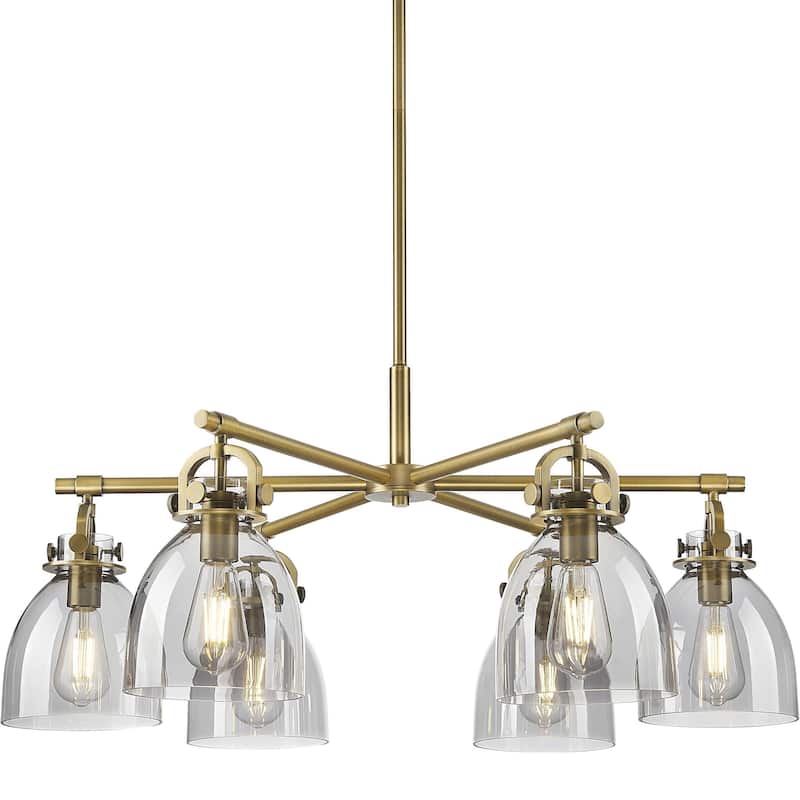 Innovations Lighting 410-6CR-16-26 Newton Bell Chandelier Newton Bell - Brushed Brass / Light Smoke