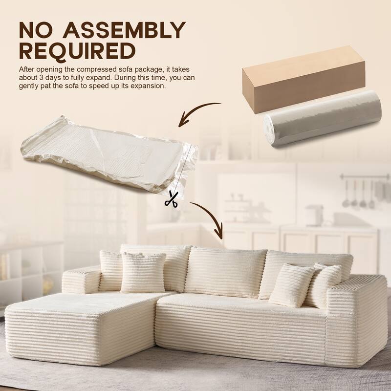 OVIOS All-Foam Plush L-Shaped Sofa​