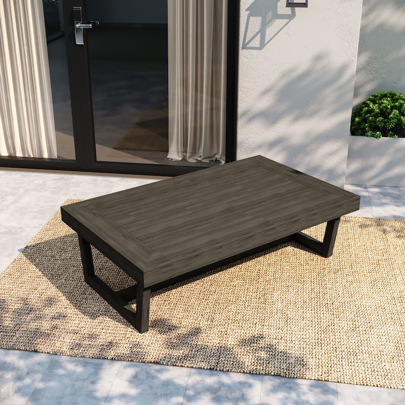Outdoor Patio Solid Wood Chairs Loveseat Table Chat Set with Cushion - Coffee Table - Dark Wood(Coffee Table)