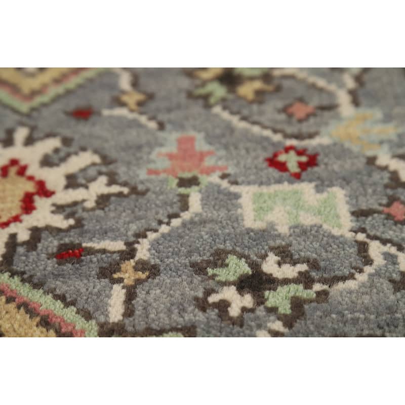 Hand Knotted Oriental 100% Wool Carpet Traditional Geometric Greys & Charcoal Heriz (serapi) Runner Rug - 7' 11'' X 2' 7''