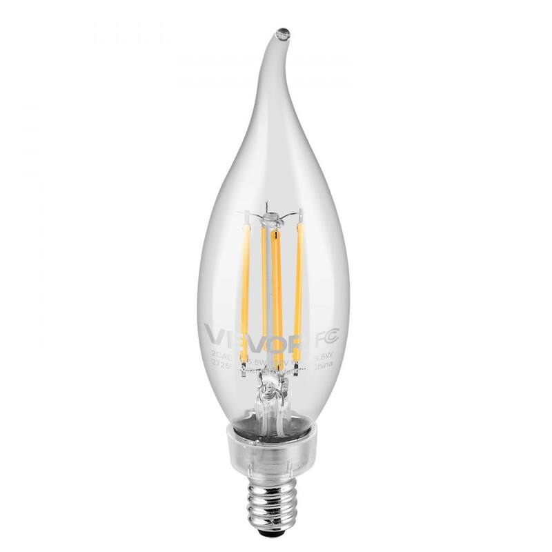 Clear Glass LED Candelabra Bulbs 12-Pack Flame Tip Dimmable E12 - 1.38 x 4.7 in