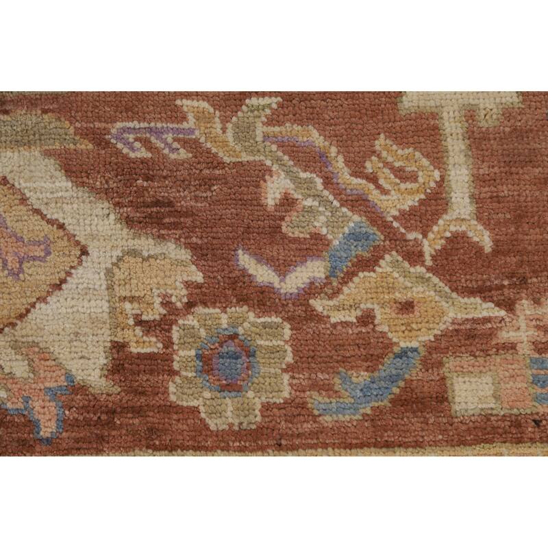 Hand Knotted Oriental 100% Wool Carpet Transitional All-Over Navy Blue & Blues Oushak Area Rug - 13' 11'' X 9' 9''