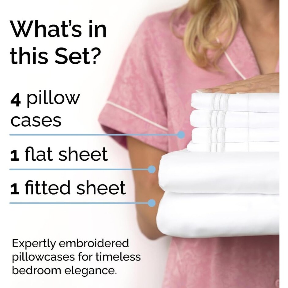 CGK Linens 6 Piece Solid Deep Pockets Microfiber, Easy-Fit Bed Sheet Set - Picture 70 of 396