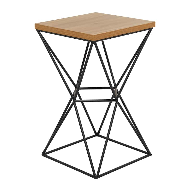Brown Metal Contemporary Accent Table - 14 x 14 x 24