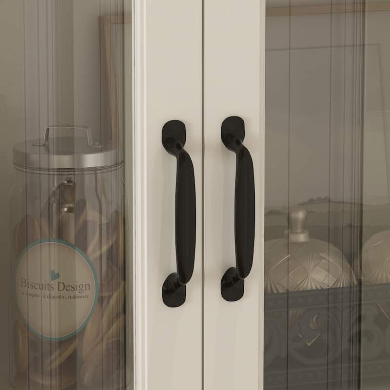 Tall Storage Cabinet Glass Doors Display Cabinet Bookcase Home Office